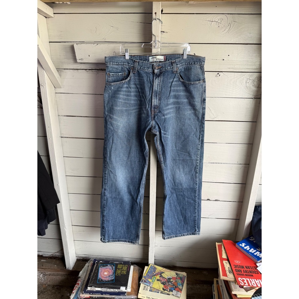 Levis 569 Loose Straight Leg Jeans Mens 38x32 Medium Wash Blue Denim Pants